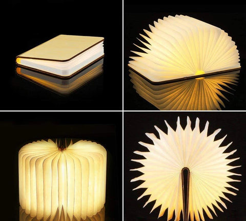 USB Recharge Wooden Book Light