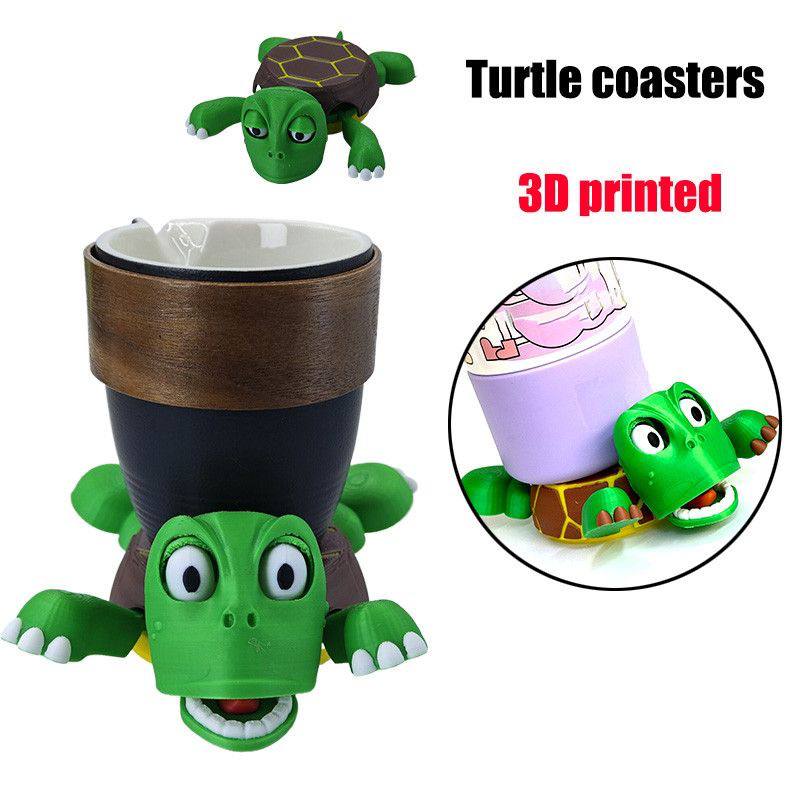 Creative Turtle Coaster, 3D Printed Cup Mat Insulation Pad with Funny Turtle Expressions Desktop Cup Holder Decoration
